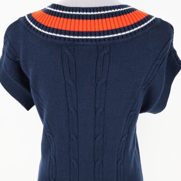 Lacoste Sport Sweater Dress Womens 6 US Navy Blue Orange Trim Nautical Preppy - Picture 9 of 13